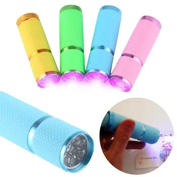

LED Flashlight 9LED Purple Flashlight 1.5VLED Type F5 Diode Differnet color Mini Invisible Ink Marker Detection Torch Light 3AAA