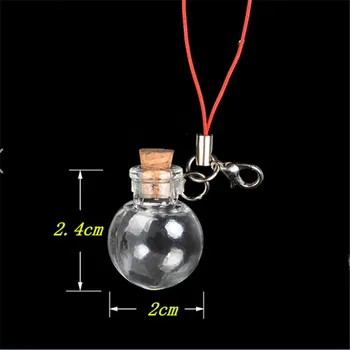 

Mini Ball Glass Bottles Pendants Key Chain Small Wishing Bottles With Cork Arts Jars For Bracelets Christmas Gifts Vial 10pcs