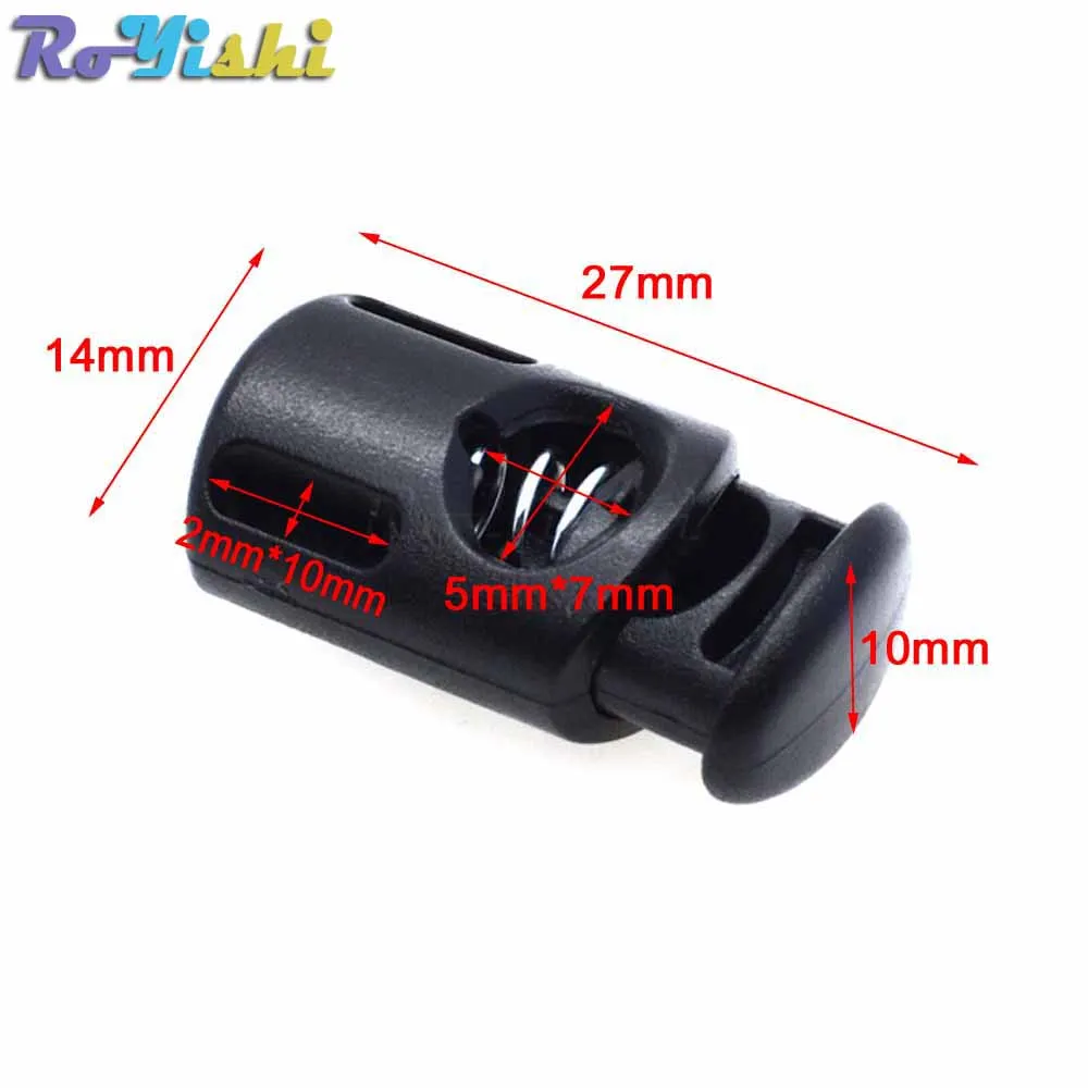 1000 шт./упак. пластиковая Бочкообразная пружина шнур замочки защелкивающиеся черные 27 мм* 14 мм* 10 мм