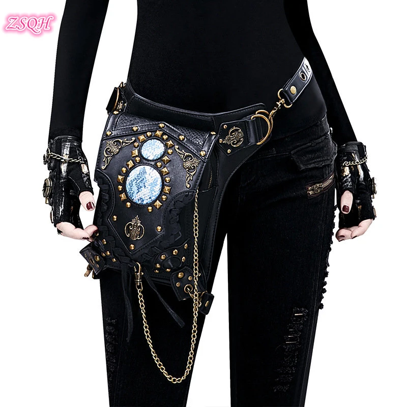 

Steampunk Waist Bags Gothic Handbag Shoulder Bag Vintage Retro Rock Women Street Style Mini Motorcycle Leg Bag