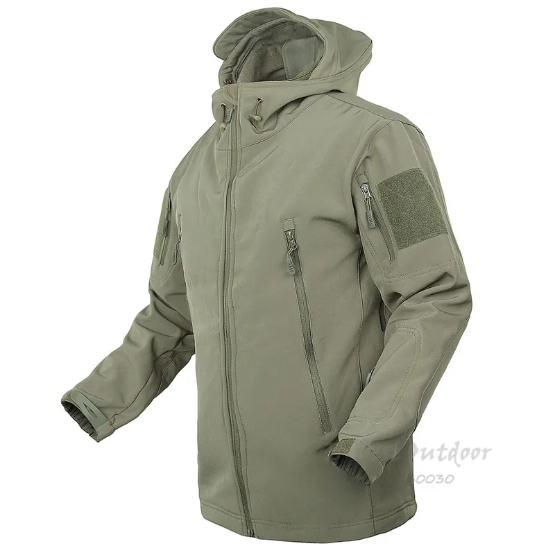 Армейское камуфляжное пальто, военная тактическая куртка, Мужская мягкая оболочка, водонепроницаемая ветрозащитная куртка, зимнее пальто с капюшоном