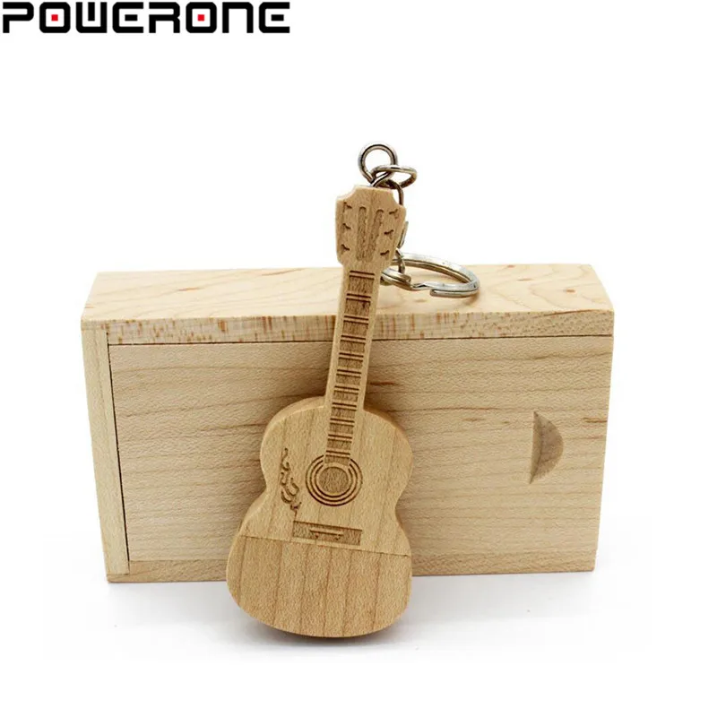 POWERONE логотип индивидуальная гитара+ коробка Флешка 4 ГБ 8 ГБ 16 ГБ 32 ГБ 64 ГБ Гитара s usb флэш-накопитель карта памяти свадебный подарок брелок