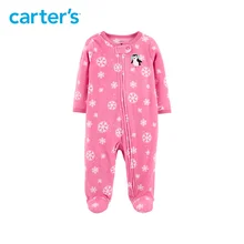 1pcs Cute Penguin embroidered zipper babysuit Carter’s baby girl fall winter clothing 115G603