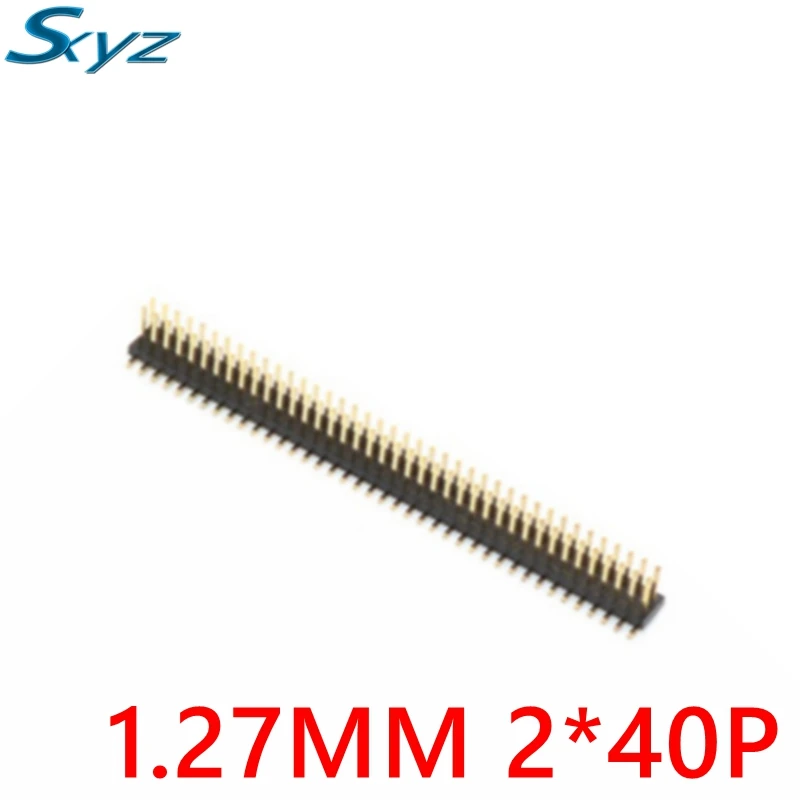 10pcs Smt Double Pin Header Gold plated Connectors Gold Plating 2x40 Row 1.27 Breakable 40 Pins