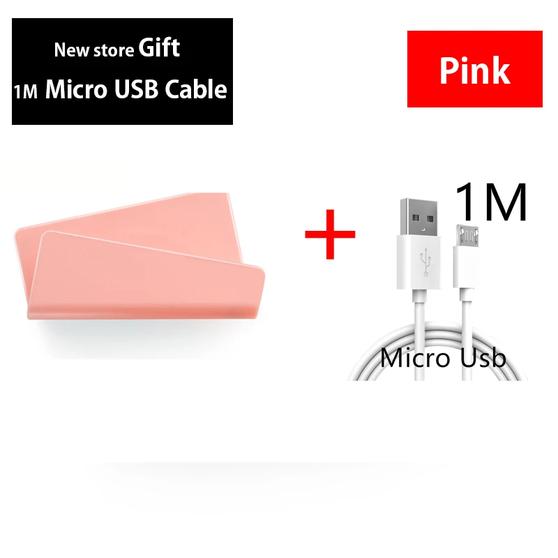 Micro USB кабель настенное зарядное устройство держатель телефона для Xiaomi Redmi Note 6 5 7A 6A 5A 4 держатель мобильного зарядного устройства клейкая подставка держатель - Цвет: Pink 1