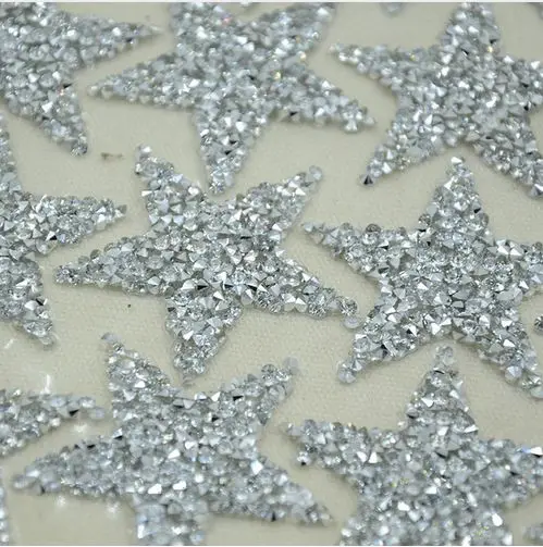 

2pc/lot Piontback star iron on crystal transfers desig motif iron on applique patches hot fix rhinestones motif for shirt bag