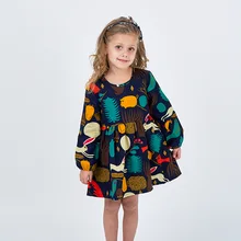 Платье для малышей с героями мультфильмов осенне-зимняя хлопковая детская одежда с длинными рукавами одежда для девочек