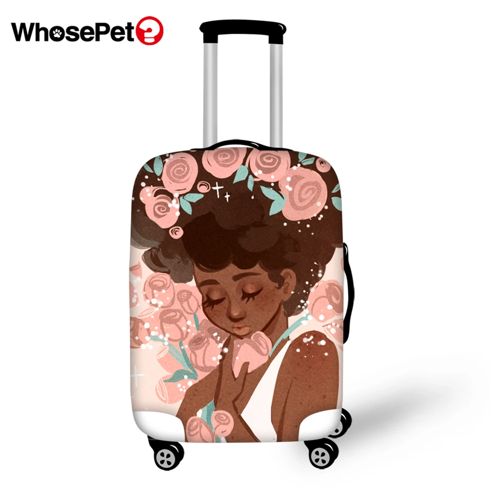 WHOSEPET African Girls Prints Travel Luggage Cover Dust-proof Anti-scratch Suitcase Thick Covers Travel Luggage Protective Cover