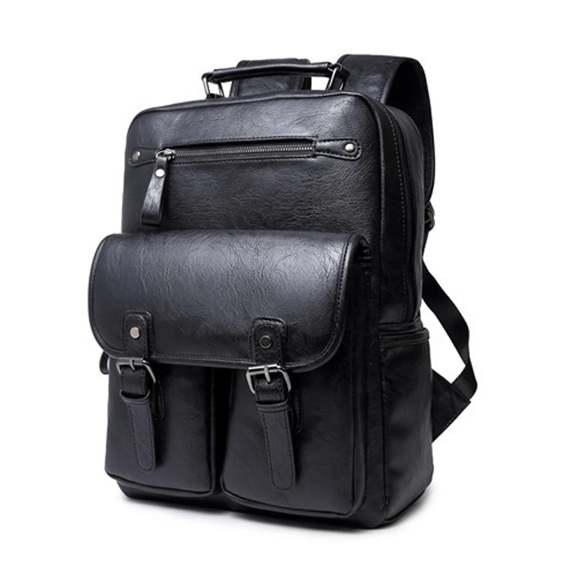Berchirly Pretty Style PU Leather Men Black 16 inches Backpack Fashion ...