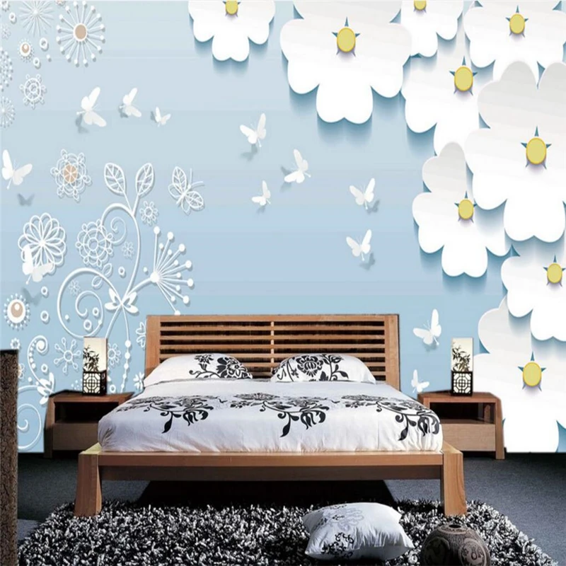 Custom Photo Wallpaper Mural Wall Sticker 3D 3D Daisy 3d European Background Wall Mural papel de parede wallpaper for walls 3 d
