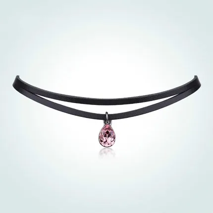 Украшенное кристаллом Swarovski женское ожерелье модное ювелирное изделие подвеска ключица черная двойная цепочка колье ожерелье - Цвет камня: as picture