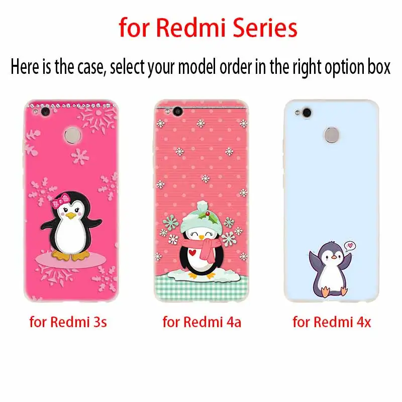 Силиконовый прозрачный чехол с милым пингвином для Xiaomi Redmi 9A 8A 7A 6A 9AT Note 9 8 7 6 5 Pro 8T 9S