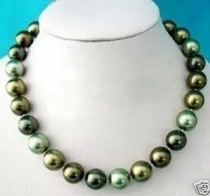 

Excellent 12mm Black & Grey shell Akoya Pearl Necklace 18"