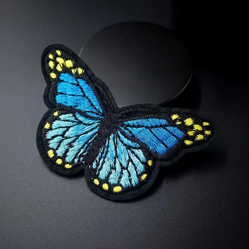 Синяя бабочка(Размер: 5,0X8,0 см) DIY тканевые значки патч вышитая аппликация швейная одежда наклейки аксессуары для одежды