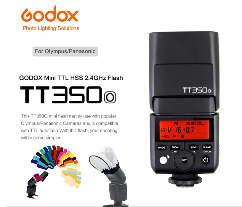 Godox Mini Speedlite TT350 камера вспышка 2,4G HSS 1/8000s ttl HSS GN36 для Canon Nikon sony Olympus Panasonic Fujifilm Pentax - Цвет: TT350O for Olympus