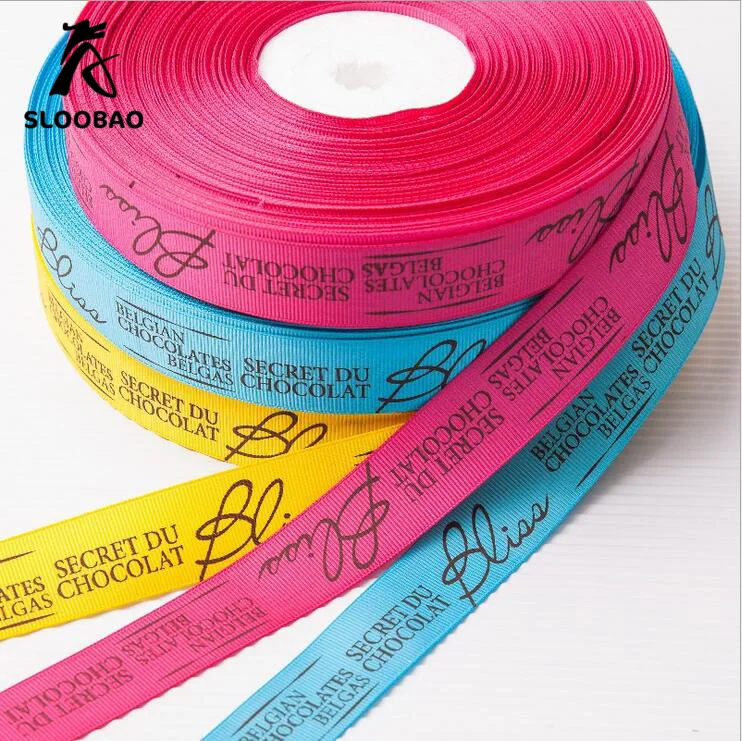 Buy custom logo printed grosgrain ribbons brand