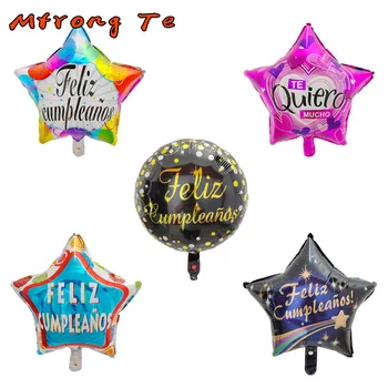 

50pcs Spanish happy birthday foil balloons Felizcumpleanos star round globos toys children birthday party decoration air balloon