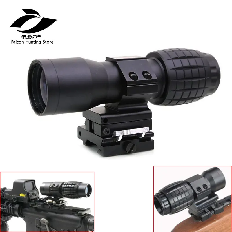 

Hunting Tactical Airsoft 4X Magnifier Scope Sight with Flip To Side Picatinny Weaver Rail Mount