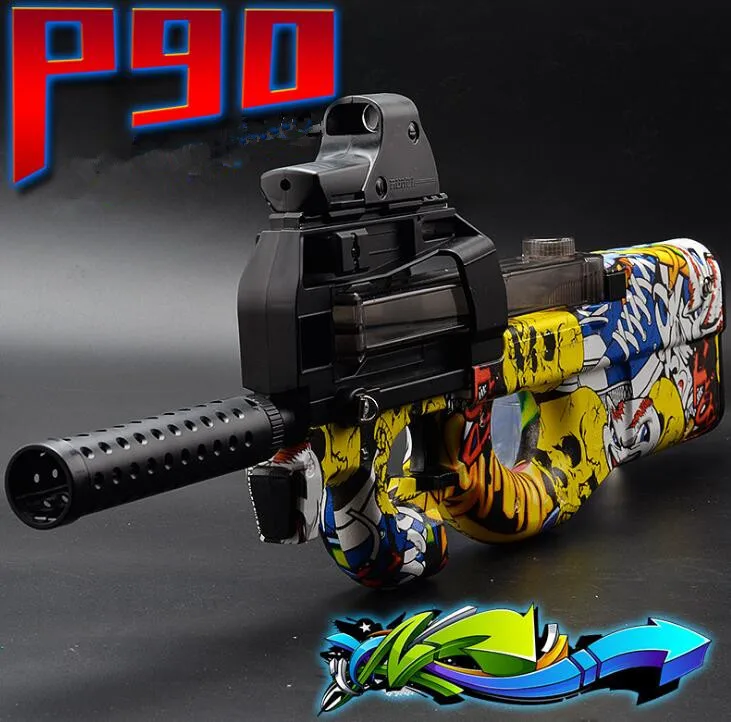 

P90 Electric Toy Gun Graffiti Edition Live CS Assault Snipe Weapon Soft Water Bullet Bursts Gun Funny Outdoors Toys For Kid