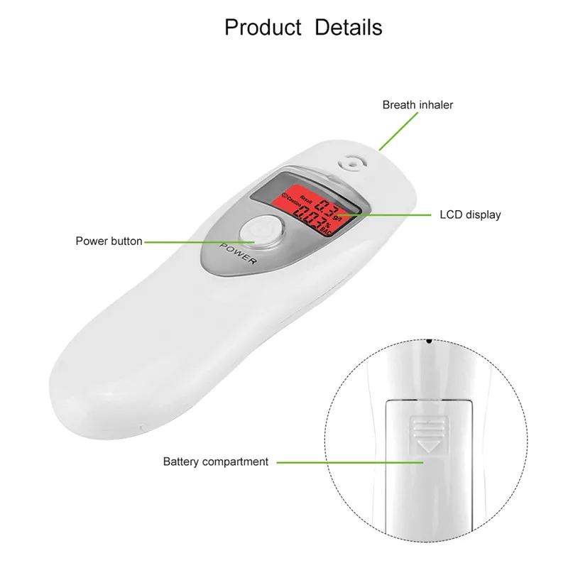 TIOODRE المحمولة الرقمية LCD تنبيه فاحص نسبة الكحول في النفس محلل الكحول مع عرض الخلفية عالية حساسية Alcometer TIOODRE المحمولة الرقمية LCD تنبيه فاحص نسبة الكحول في النفس محلل الكحول مع عرض الخلفية عالية حساسية Alcometer