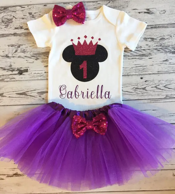 

personalized Minnies mouse first birthday bodysuit onepiece cake mesh Tutu toodles Outfit Set baby shower party favors