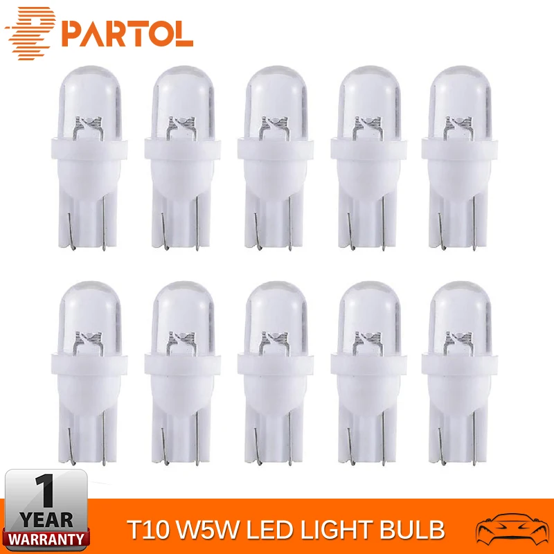 

Partol 10Pcs T10 Car LED Light Bulbs Turn Signal Lights Backup Reverse Reading Door Light Clearance Brake Lamp Car Styling 12V