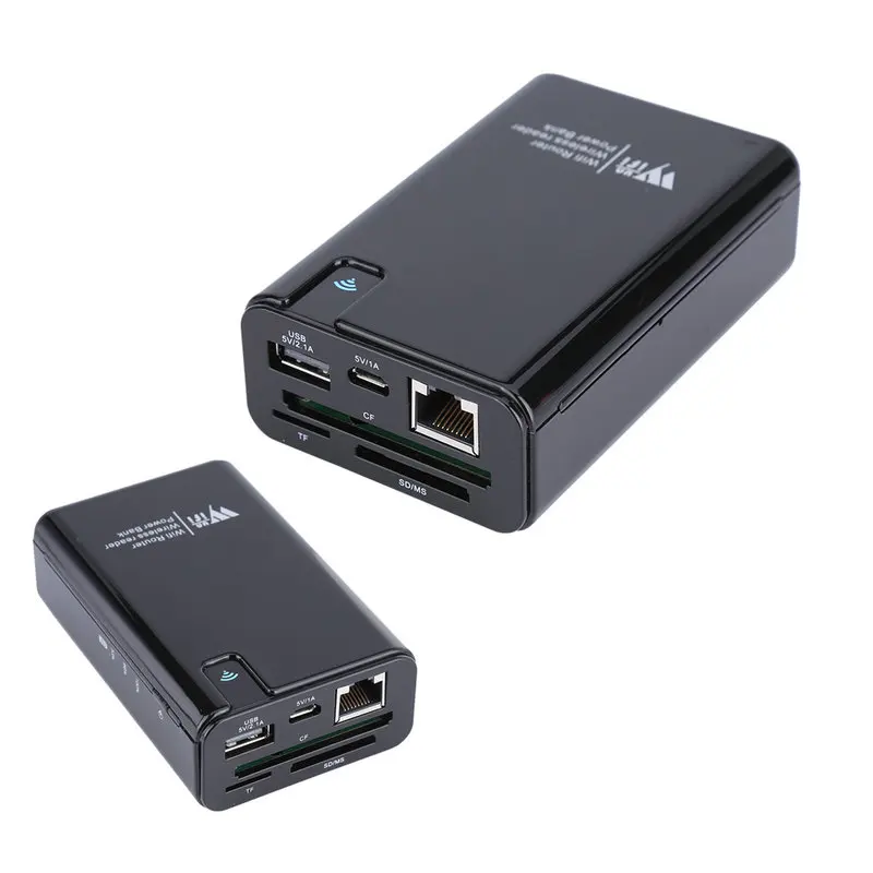 

Wireless Card Reader USB Hub RJ45 Port 3G Hotspot WiFi Router External Power Bank 7800MAH for Any Smartphone Tablet PC Laptop