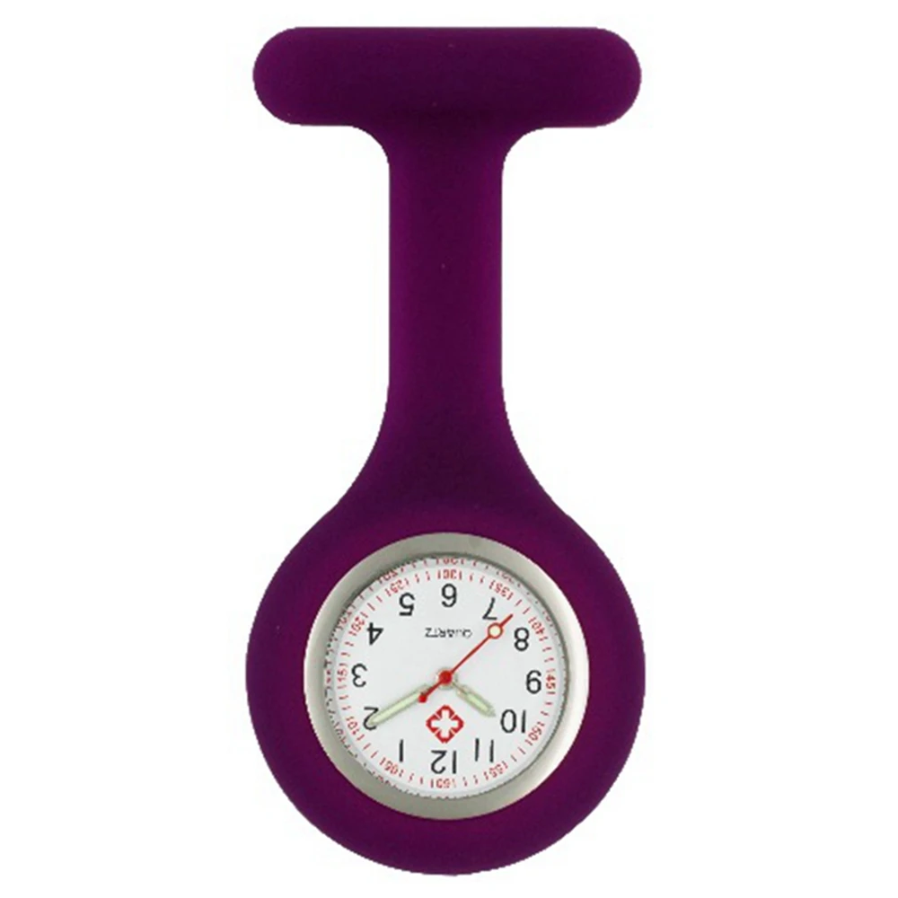 Светящиеся Мягкие силиконовые часы для медсестер, женские карманные часы для доктора, медицинские часы для больниц, кварцевые часы - Цвет: Фиолетовый