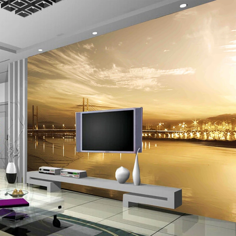 Пользовательские фотообои в виде постеров для гостиной диван ТВ фон современный HD Городской Ночной мост Большая фреска обои домашний декор