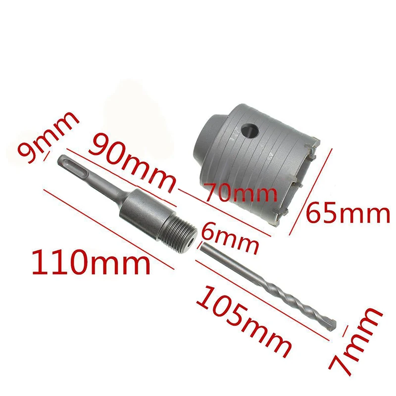 2018 New 65mm Wall Hole Saw Centre Drill Bit Shank Wrench Kit For Concrete Cement Stone Guide Tools Power Drill Tools