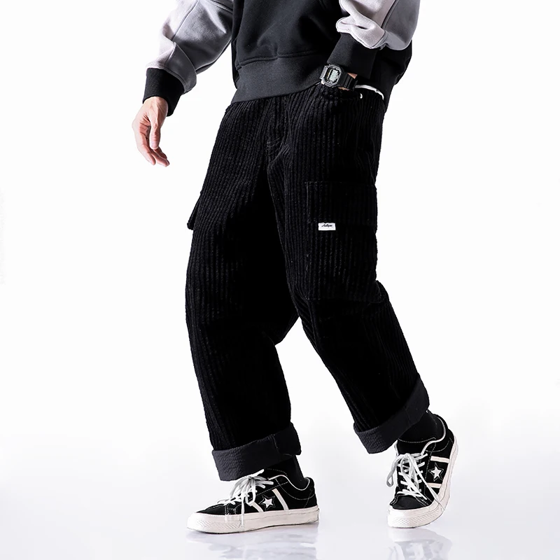 

Men Fashion Corduroy Casual Straight Wide Leg Pant Male Loose Hip Hop Harem Trousers Japan Streetwear Gothic Joggers Sweatpant
