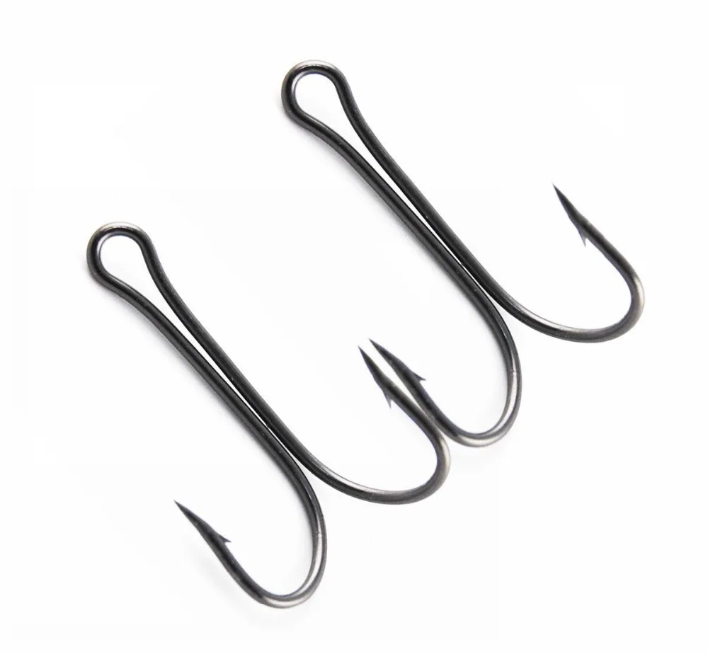 50pcs Strong Double Hook Saltwater High Carbon Steel Fish_Hook Frog B8V5 8# Y4Y9 