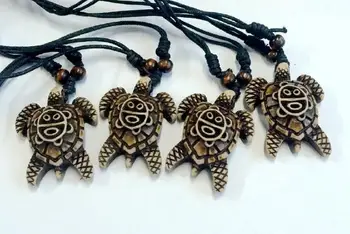 

FREE SHIPPING 12 pcs Imitation Faux Bone Carving Lucky Surfing Turtles Adjustable Cord Necklace