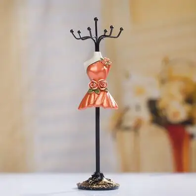 

Europe tomato 25*6cm princess Sequins Gown mannequin Earring Necklace Stand Display Holder Ring storage jewelry rack 1pc C549