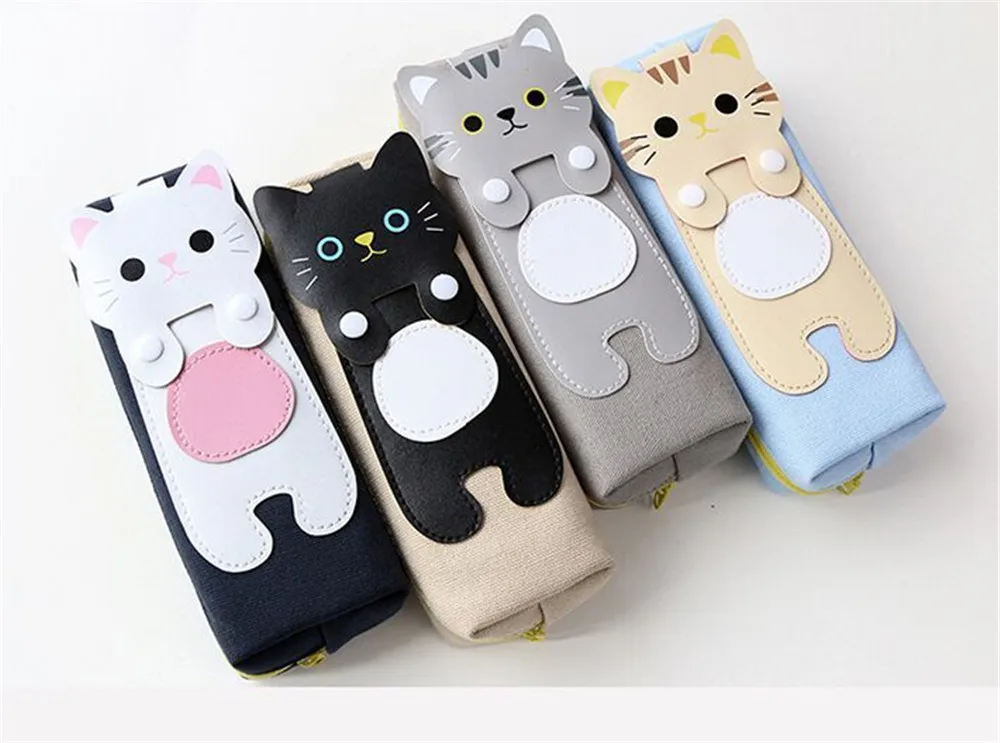 Fsd3 милый кот пенал прозрачный школьница Kawaii Чехол школьный пенал sep07