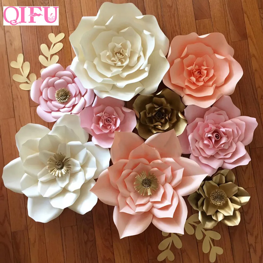 QIFU DIY flores de papel decoración de pared niños foto de fondo flor Artificial para recuerdos de boda y regalos flores de papel