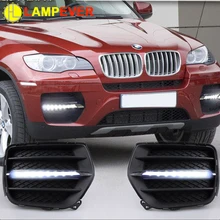 Ламельная машина DRL комплект для BMW X6 E71 2010 2011 2012 светодиодный фары дневного света бар супер яркий туман авто лампы дневного света автомобиля светодиодный дневные ходовые огни