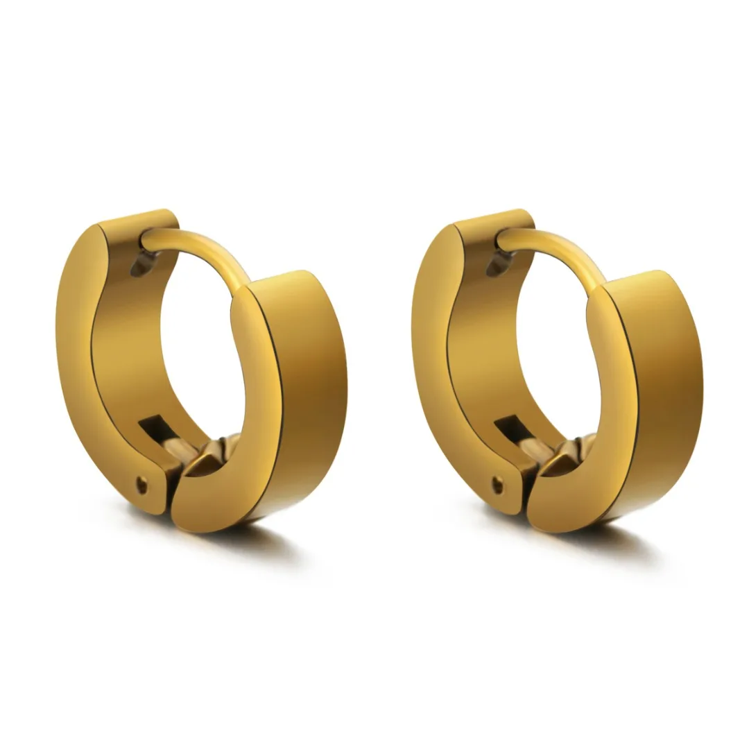 2pcs Blue/Black/Silver/Gold Hoop Earrings For Women Punk Style Men Huggie Hoop Earring Stainless Steel Earrings Hoop Jewelry