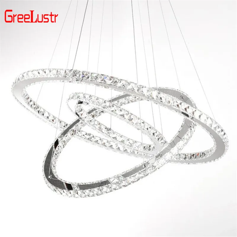 

Modern K9 Crystal Led Chandelier pendant lamp 3Rings Crystal Hanging Light for Living Room luminaire Chandeliers Light 110V-220V