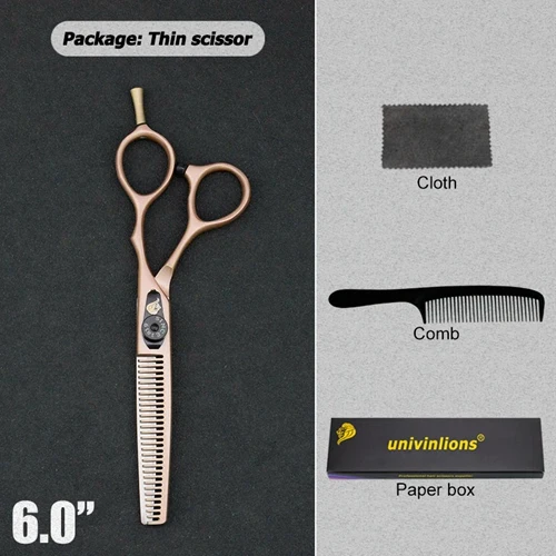 5,5/" золотые ножницы univinlions ножницы для волос японская Парикмахерская Ножницы парикмахерские принадлежности Парикмахерские ножницы - Цвет: 6025J-THIN
