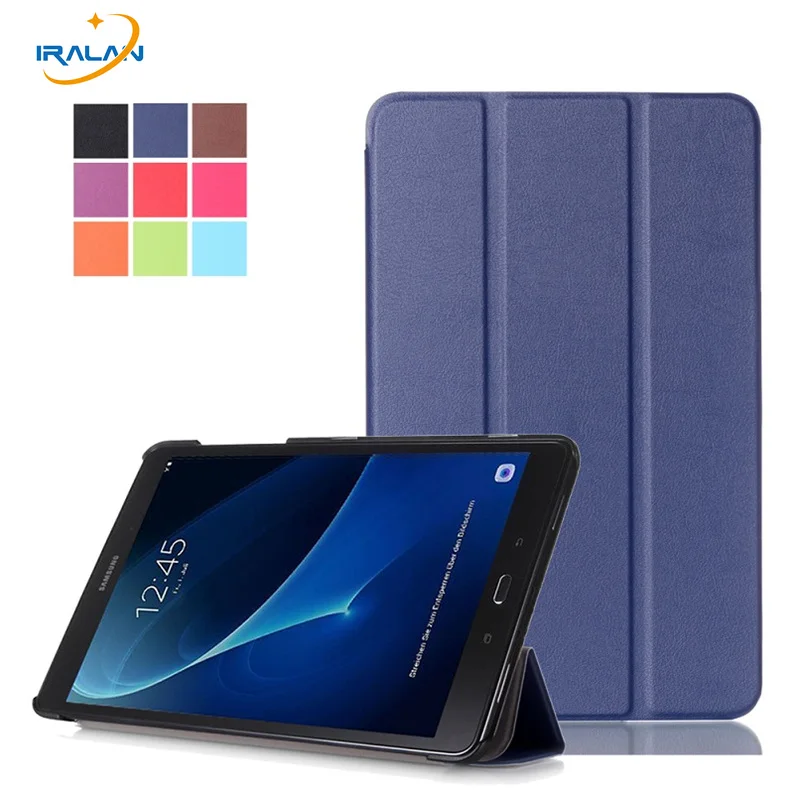 

Slim Magnetic 3 Folding Flip PU Case Cover for Samsung Galaxy Tab A a6 10.1 2016 T580 T585 SM-T580N T585N Skin Case + Film + Pen