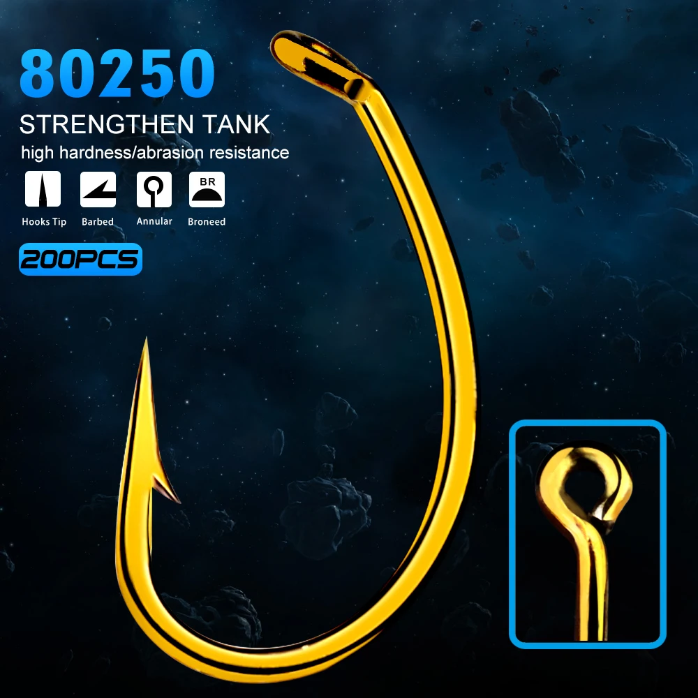

200pc Fly Fishing Hook 80250-6/8/10/12 Size fishhook Fly Hooks Fishing Trout Salmon Dry Flies Fish Hook
