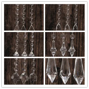 

10pcs Acrylic Crystal Beads Garland Clear Diamond Strand Iridescent Wedding Party Home Chandelier Curtain Decoration