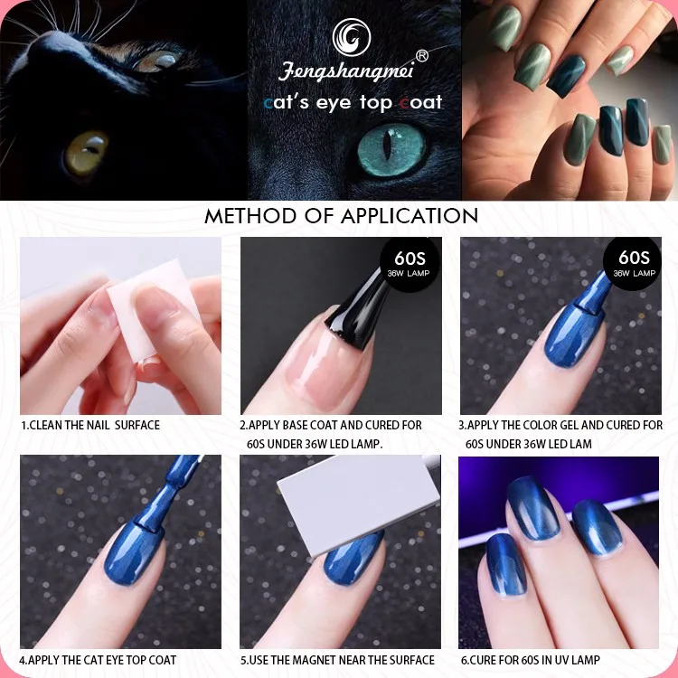 Fengshangmei 12 мл Cat Eye Gel Лаки Магнит лак для ногтей кошачий глаз гель для ногтей Top Coat