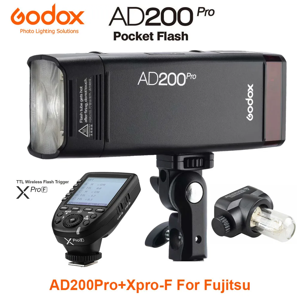 Напольный светильник-вспышка Godox AD200Pro 200Ws ttl 2,4G 1/8000 HSS 0,01-1,8 s с аккумулятором 2900mAh - Цвет: AD200PRO with Xpro-F