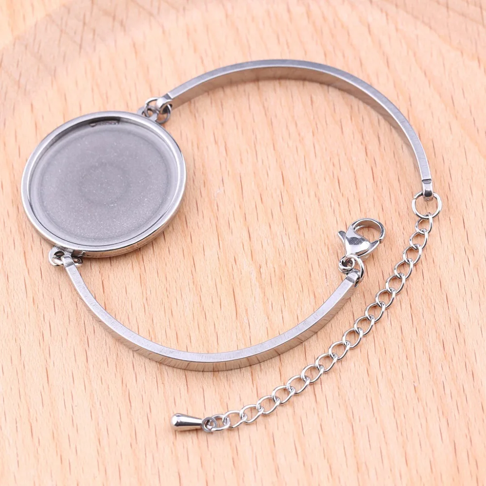 

onwear 5pcs stainless steel cabochon bracelet base 25mm dia blank bangle bezel trays diy bracelets making accessories