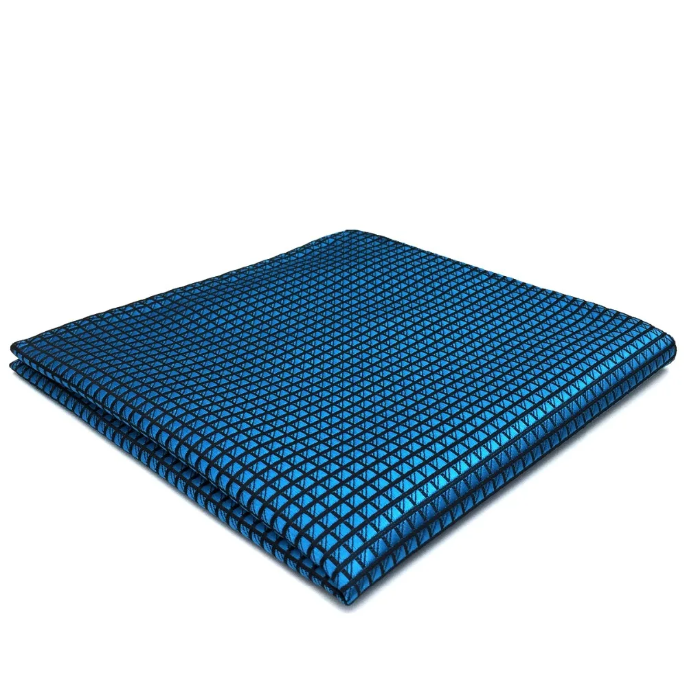 

BH25 Blue Solid Silk Mens Pocket Square Fashion Wedding Handkerchief Novelty Acceossories Hanky