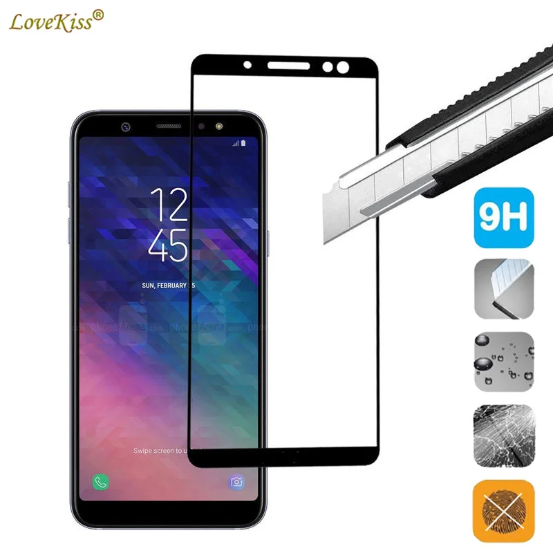 A6 A6Plus полноразмерная стеклянная пленка для Samsung Galaxy Plus + 2018 Защитная экрана 9H