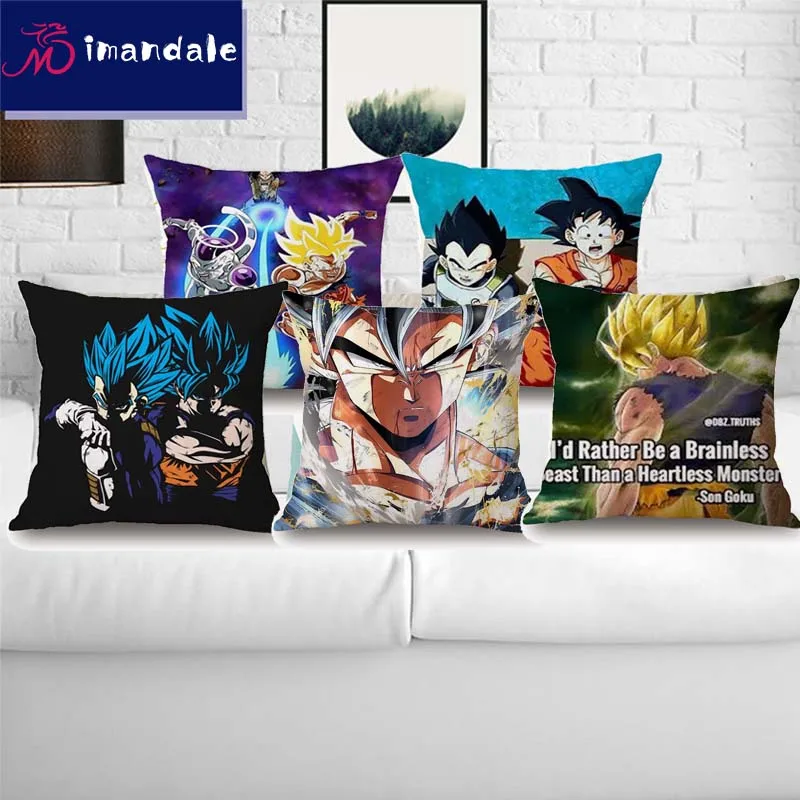 

18 inch Japanese Anime Dragon Ball Z House Decorative Pillow Cases Goku Prints Pillow Cover Home Decorative Pillows Cover