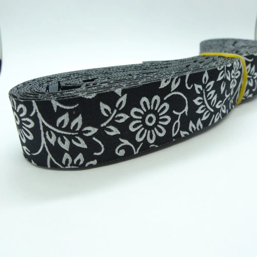 

10 Meters 7/8'' 22mm Wide White Flower Dog Collar Woven Jacquard Ribbon